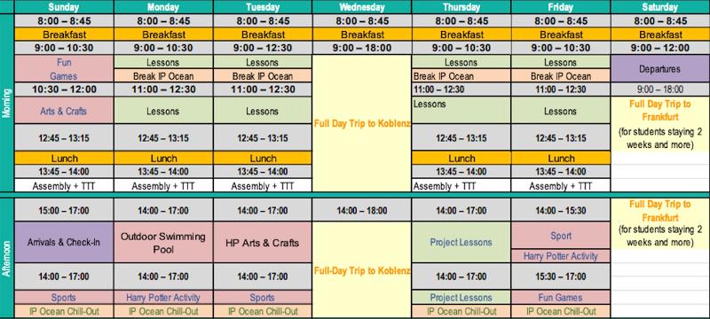 Horario de mañanas en Ebernburg Programa de actividades Viaje de Idiomas en Ebernburg