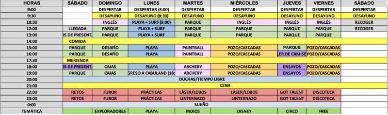 Programa de Actividades de la Semana