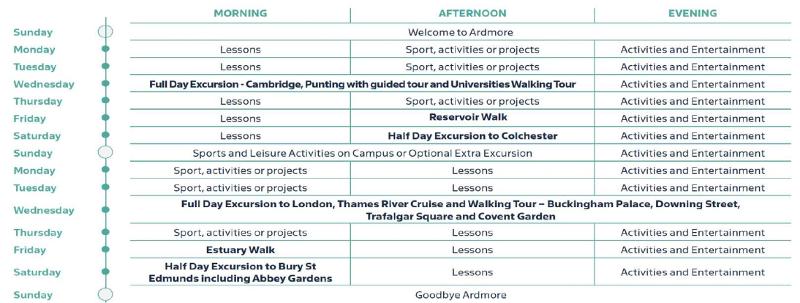 Programa de actividades de la semana