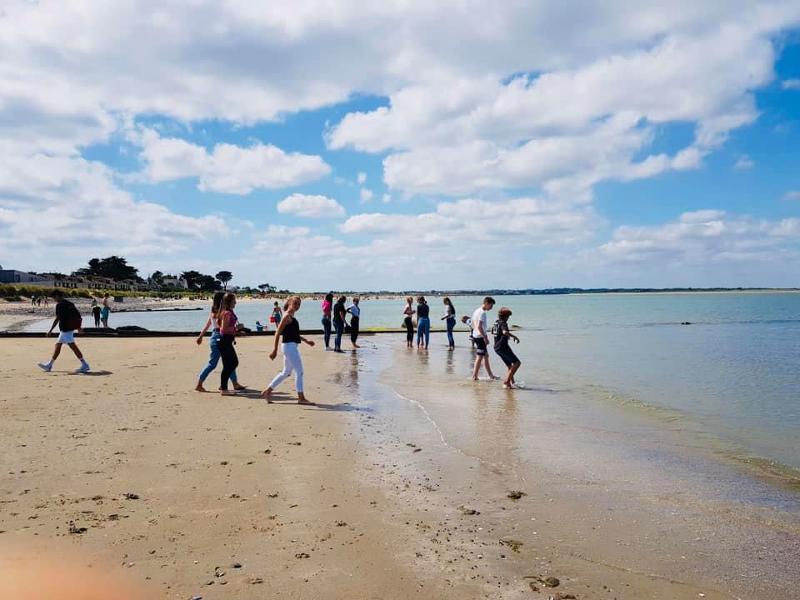 Jóvenes entrando al mar en la playa en los cursos de idiomas en dublin 
