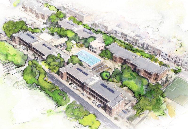 Dibujo de una vista aérea del campus en el curso de Idiomas juvigo en malta 