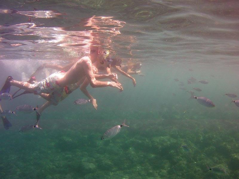 Jóvenes haciendo snorkel en el curso de español en españa