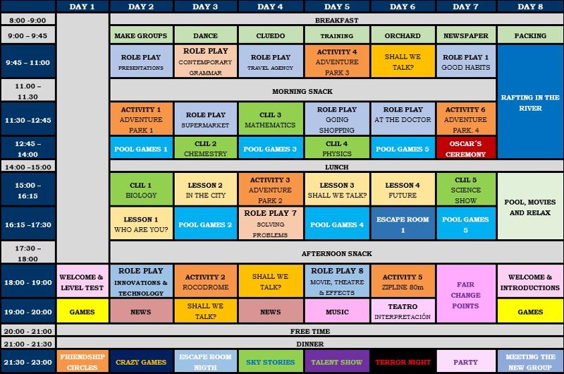 Programa de actividades de la semana